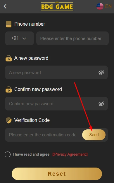 Click on send button to send verification code